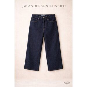 JW Anderson x Uniqlo Cropped Wide Leg Jeans Dark Wash High Rise 31x26 NWOT